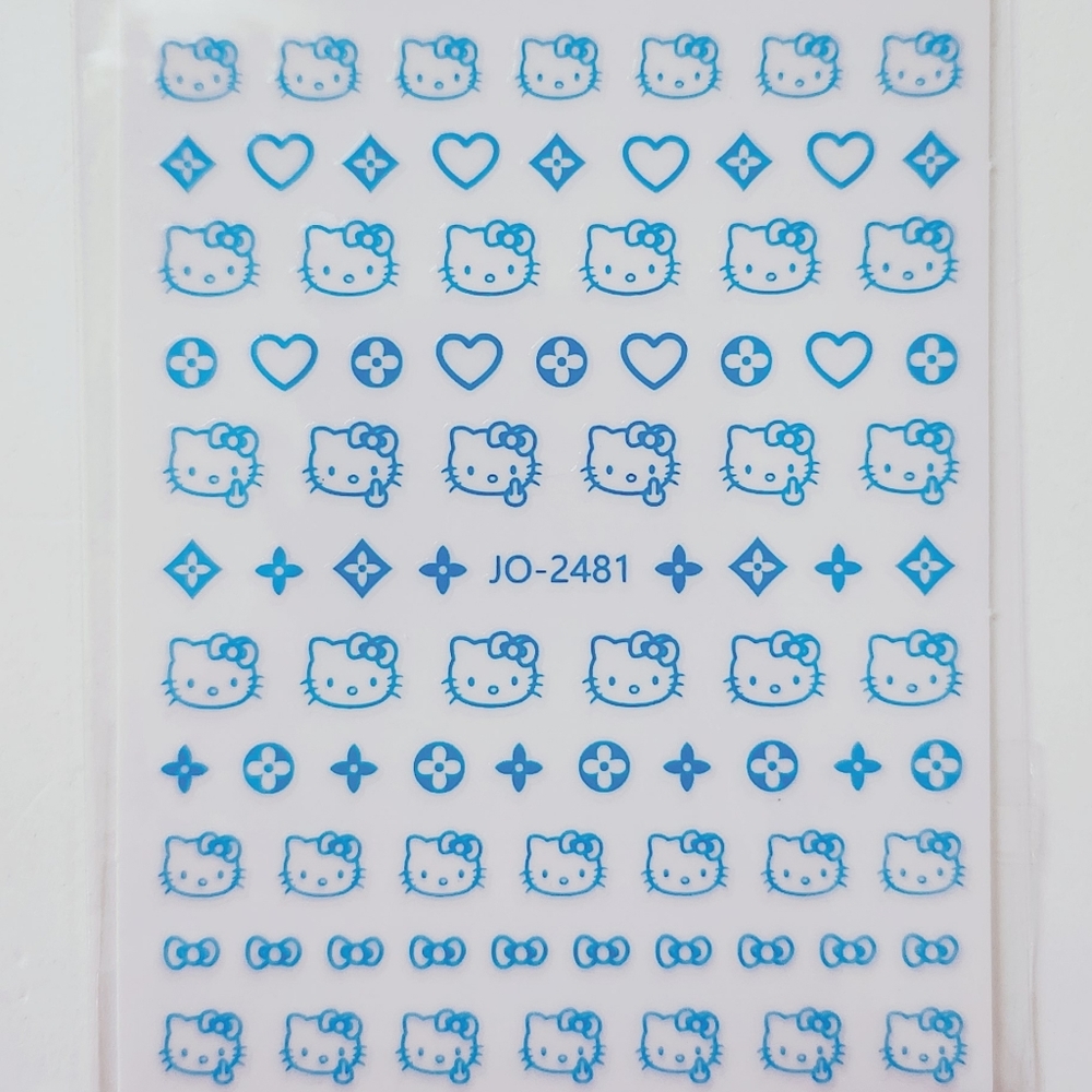⭐4/$15 Hello Kitty Blue Printed Nail Art Stickers